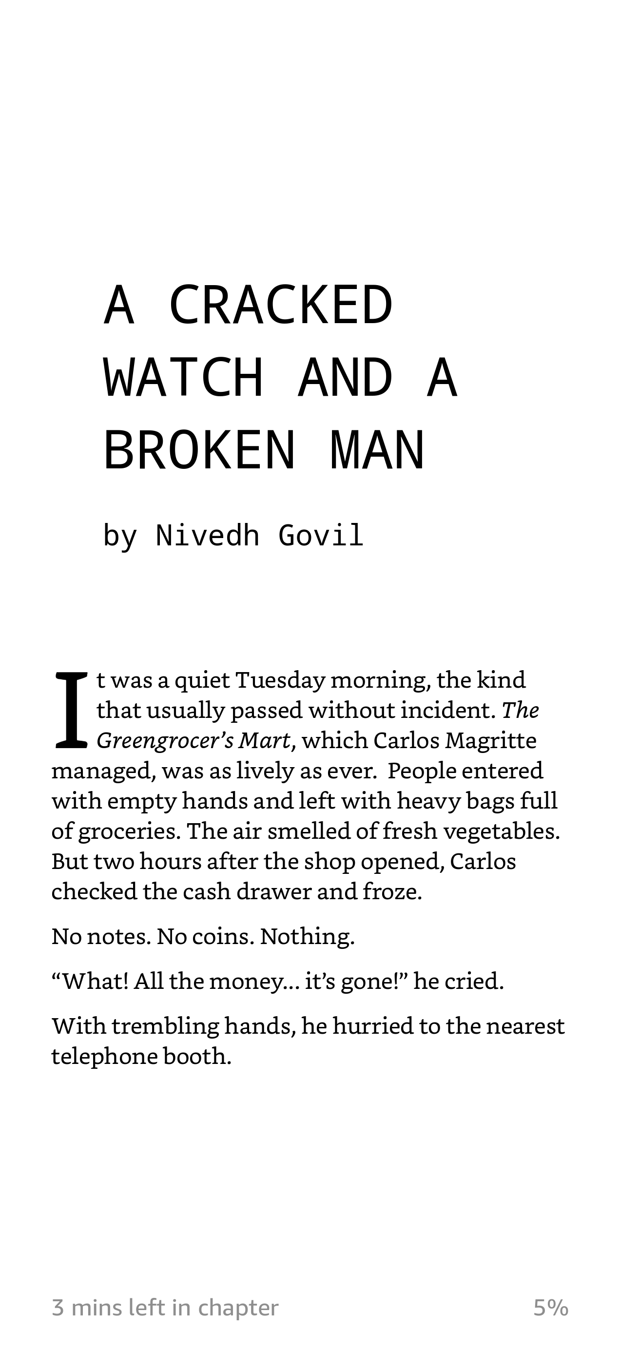 first page of my story